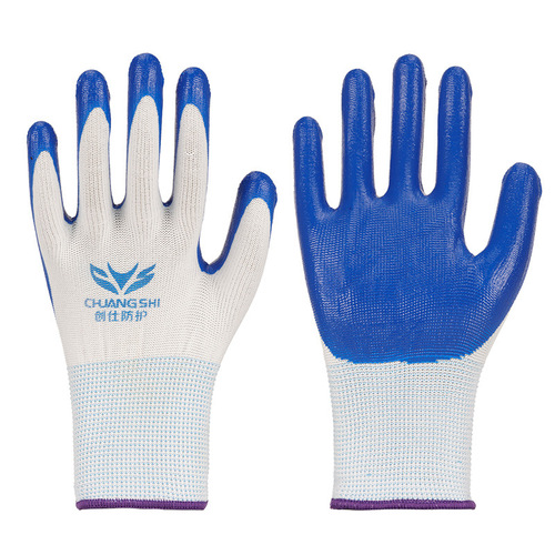 Black nitrile labor protection gloves nylon nitrile dipped hanging rubber gloves construction site protective latex gloves manufacturer wholesale