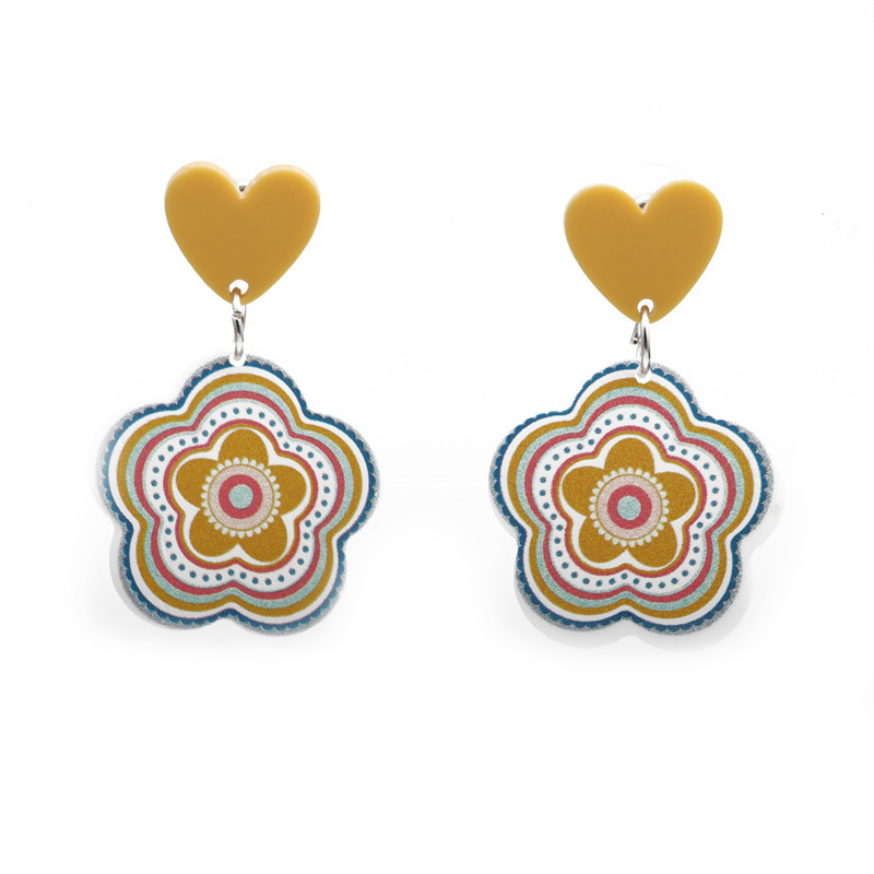 Flor tridimensional transfronteriza europea y americana OK gesto stud pendientes mujer verano acrílico pendientes encantadores pendientes femeninos