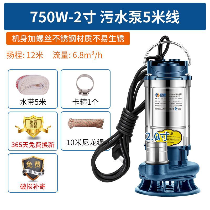 750W/ 2inch 하수 펌프