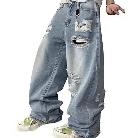 Men's Hip-Hop Loose Jeans, Wide-Leg Skater Jeans, Loose Streetwear Oversized Jeans Men's Hip-Hop Loose Jeans, Wide-Leg Skater Jeans, Loose Streetwear Oversized Jeans