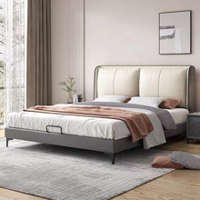 科技布床现代简约双人床高箱1.8米主卧1.5m意式轻奢齐边布艺婚床