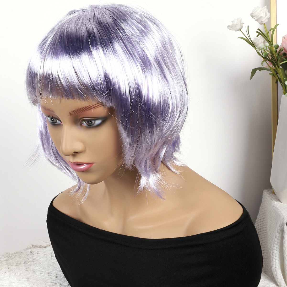 Fibra química al por mayor bob cabello pelucón mecánico pelucón cubierta de pelo