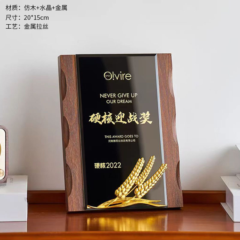 Trofeos de cristal medalla personalizada madera sólida creativa certificados de recuerdos franquiciados placas de honor placa conmemorativa de autorización