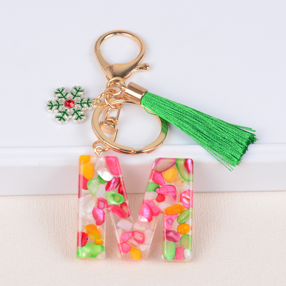 Personalizado llaver de Navidad bordilla nieve goteo de goma piedra letras llaveros bolsos de mujer colgante regalo de vacaciones