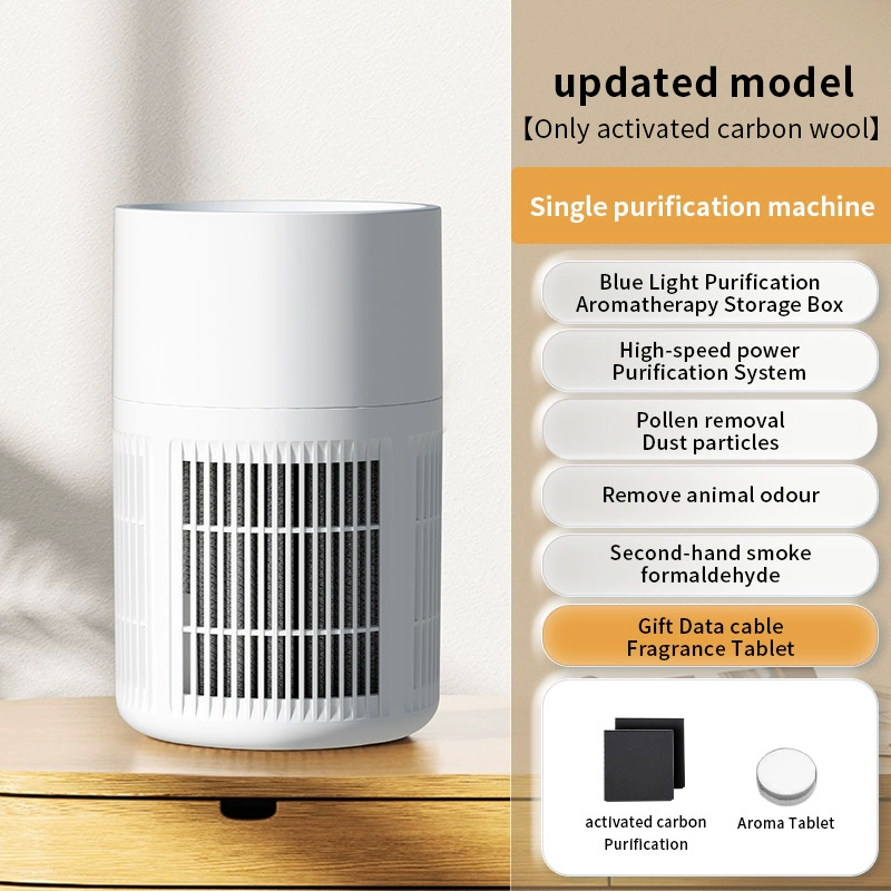 Air purifier TC-015, compact home filter with HEPA & activated carbon, anion sterilization