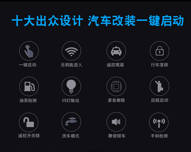 A6 Foreign Trade Product Model: One-Button Start, Remote Start + Keyless Entry + Fuel Pump + Trunk + Three-Dimensional Sensor