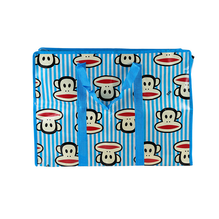 新款大容量卡通隔尘服装被子收纳手提袋彩印PP复合塑料编织袋批发