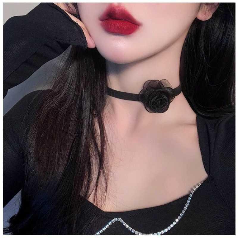 Women girls latin dance choker necklace Black rose collarbone chain latin  ballroom flamenco dance dress accessories for women children
