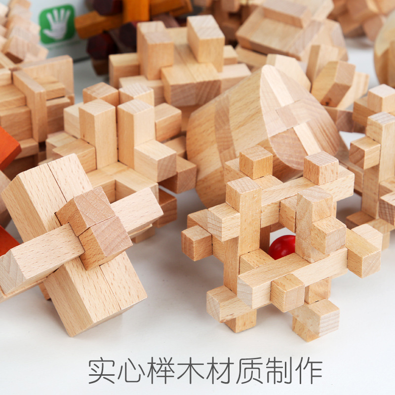 Juguetes de madera educativos de los niños desbloquear Luban bloqueo traje Escuela Primaria desmantelar mortaja y espiga juguetes clásicos al por mayor