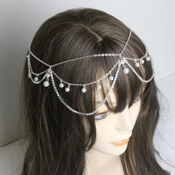 Exotic style hanfu forehead decoration tassel headdress curtain vintage handmade tassel hairpin ancient style ethnic style hair accessories for women
