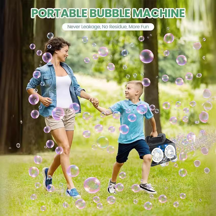 Máquina de burbujas de etapa transfronteriza eléctrica porosa soplando burbujas de mano máquina de burbujas portátil boda fiesta props regalo