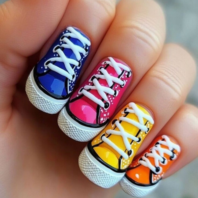 Personalized Shoes with Colorful Mid-Length Square-Shaped Nail Stickers, European and American Fashion Nail Stickers That Are Removable and Wearable Personalized Shoes with Colorful Mid-Length Square-Shaped Nail Stickers, European and American Fashion Nail Stickers That Are Removable and Wearable