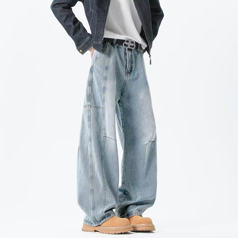 Saber Jeans Men's 2025 Spring and Summer New Style American Retro Deconstructed Design Loose Straight Wide Leg Pants
