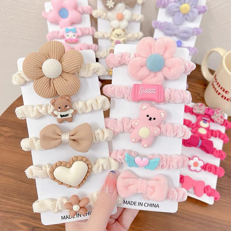 Otoño y invierno leche de café flor cabello anillo de cabello chica lindo tocado de cabello de niños cabello de alta elasticidad elástico cabello