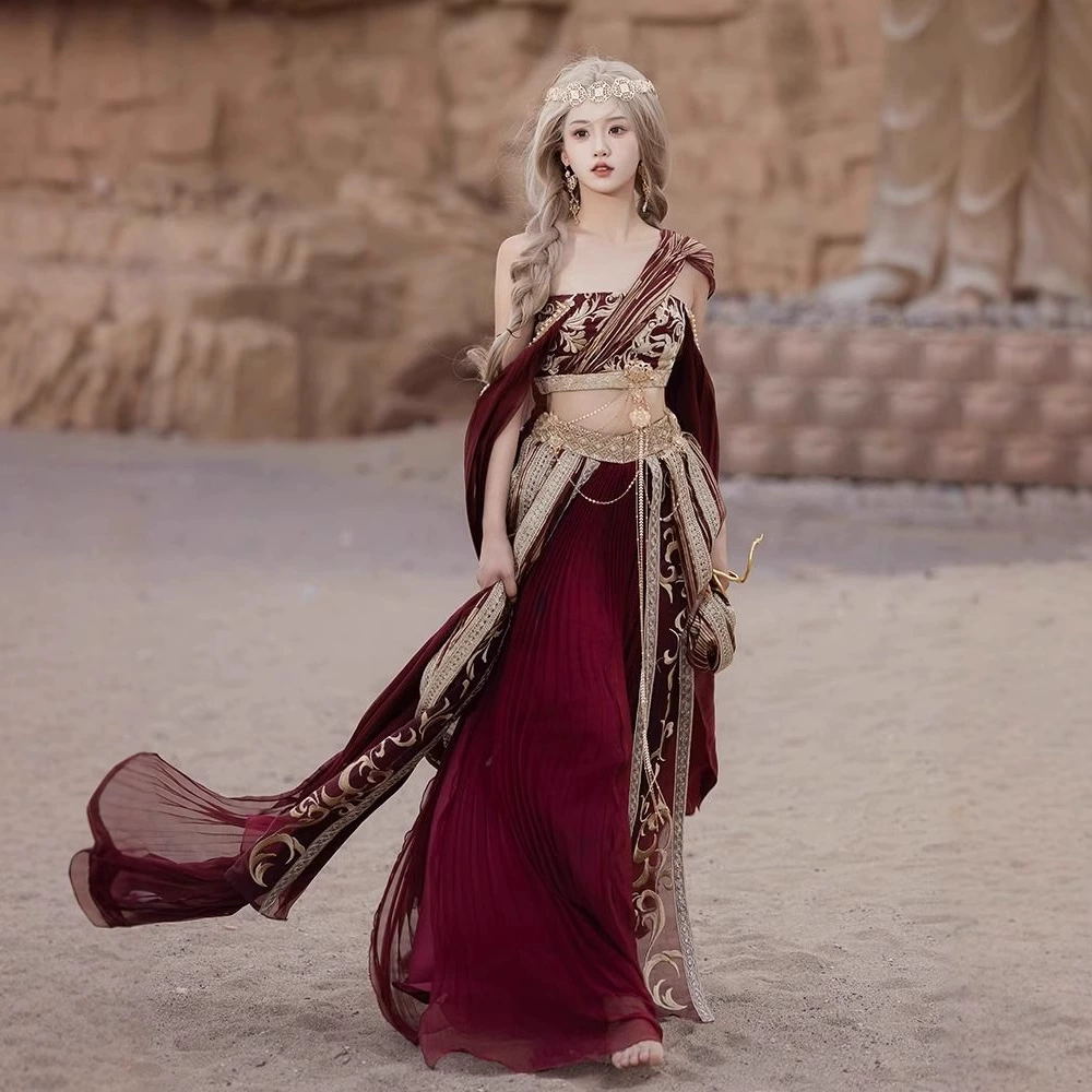 [Двухцветный золотой Лин] 2024 Оригинальная экзотическая серия вышивки Дуньхуан Фэйтянь Западный регион Ветер Бригада Фотография Платья