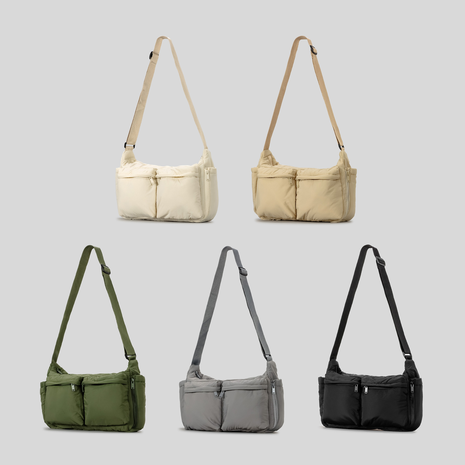 Damentasche, lässige Umhängetasche mit Baumwollfüllung, Umhängetasche, Messenger-Tasche, mehrere Taschen, wasserdicht, große Kapazität, Nylon-Stofftasche_voghion.com