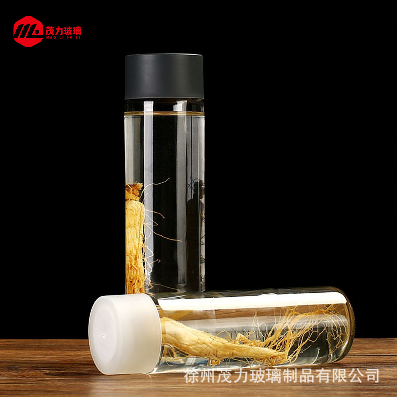 现货圆柱形泡酒玻璃瓶冷泡茶瓶多规格密封pet饮料果汁瓶厂家批发