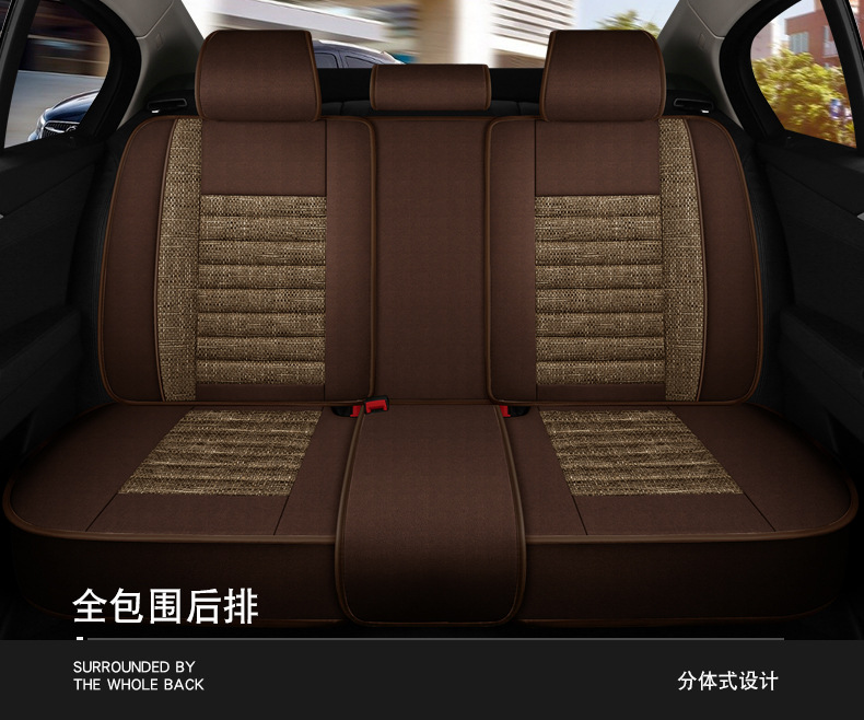 Cross-border Amazon car seat cover winter seat cover fully enclosed linen cushion four seasons universal seat cushion linen cloth