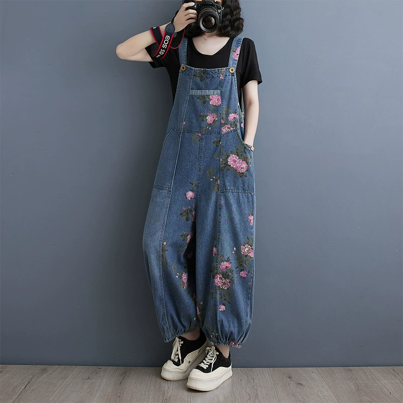 Летний винтажный джинсовый overall, плюс-сайз