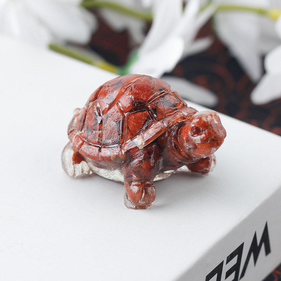 Cristal natural Animal Cristal blanco Cute Little Turtle Decoración creativa Adornos de escritorio Artesanías Decoración de coche
