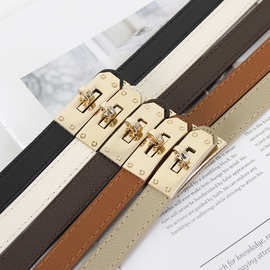 可调节细腰带女配裙子百搭连衣裙收腰装饰西装裤皮带旋转锁扣