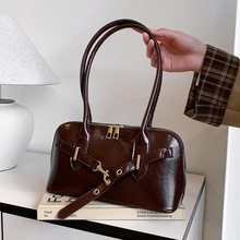 手提复古通勤女士包包2025韩版小众腋下包保龄球包斜挎休闲百搭