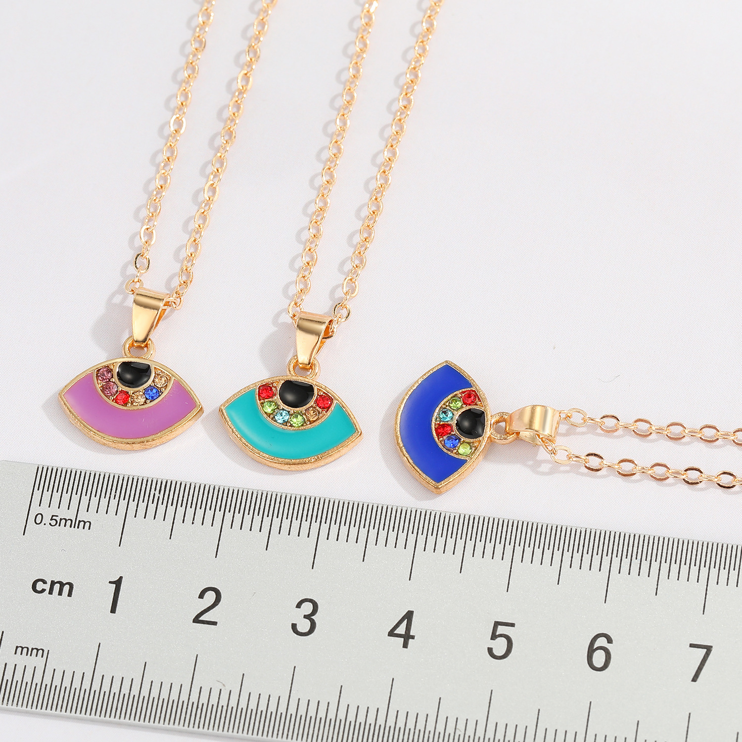retro semicircle colorful diamond pendent alloy necklace wholesale Nihaojewelry