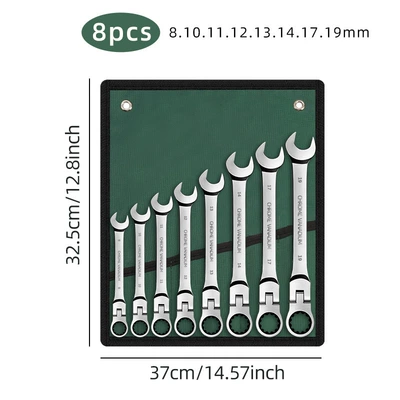 quick dual-use open-end wrench, 6-15pcs | Mühərrik tənzimləmə alətləri - 8pcs-green-cloth-bags