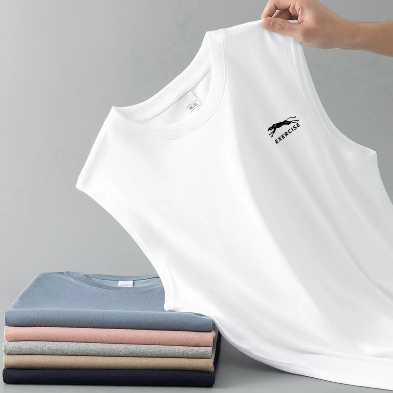 2026 camiseta de estilo de Hong Kong tendencia camiseta sin mangas camiseta de hombro camiseta de cuello redondo chaleco de ejercicio de secado rápido hombre