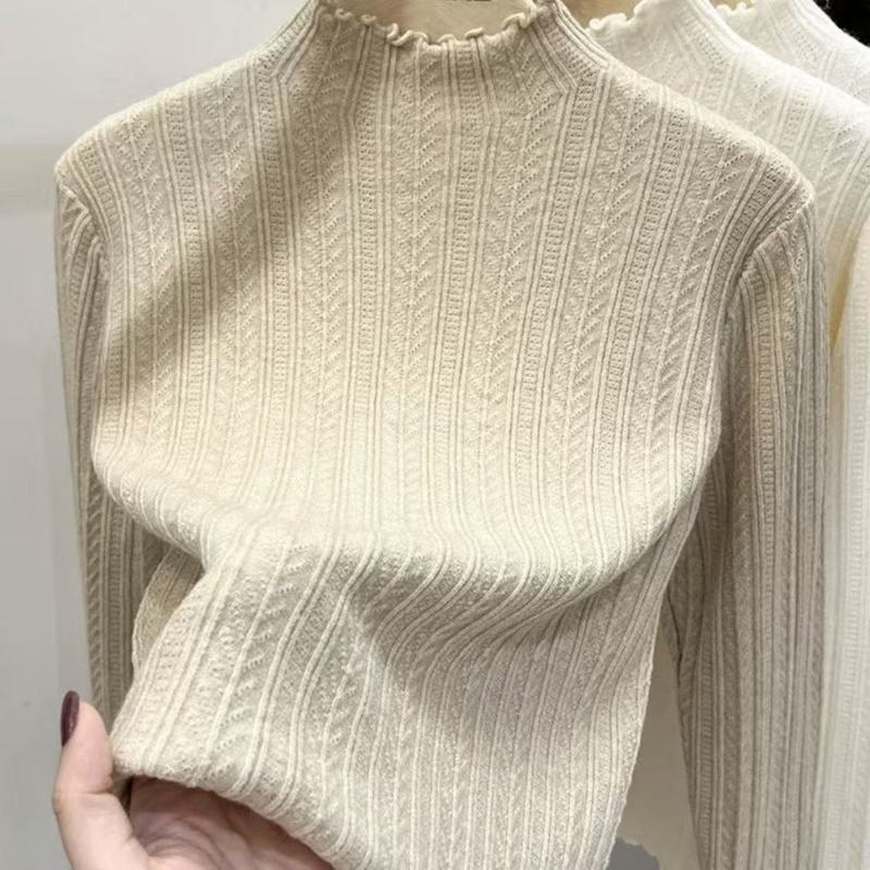 木耳边针织衫半高领打底衫女百搭高级感内穿多色秋冬打底衫女新款|undefined