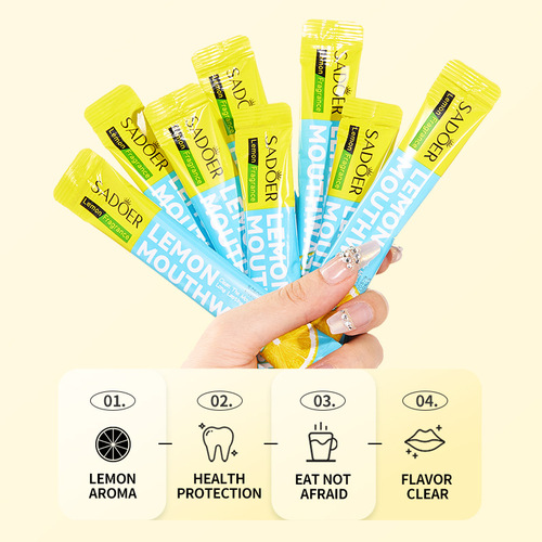 Full English SADOER Lemon Mouthwash Boxed Fresh Oral Care Teeth Cleaning Portable Cross-Border Foreign Trade Wholesale