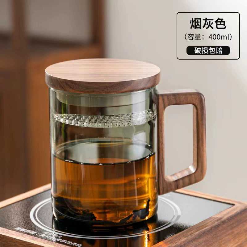 Glass green tea, tea cup, filter