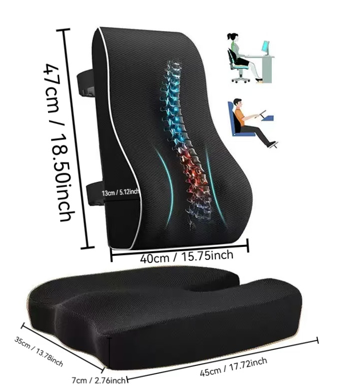 Amazon's best-selling cross-border product: memory foam car lumbar support pillow, ergonomic backrest, office chair cushion, breathable