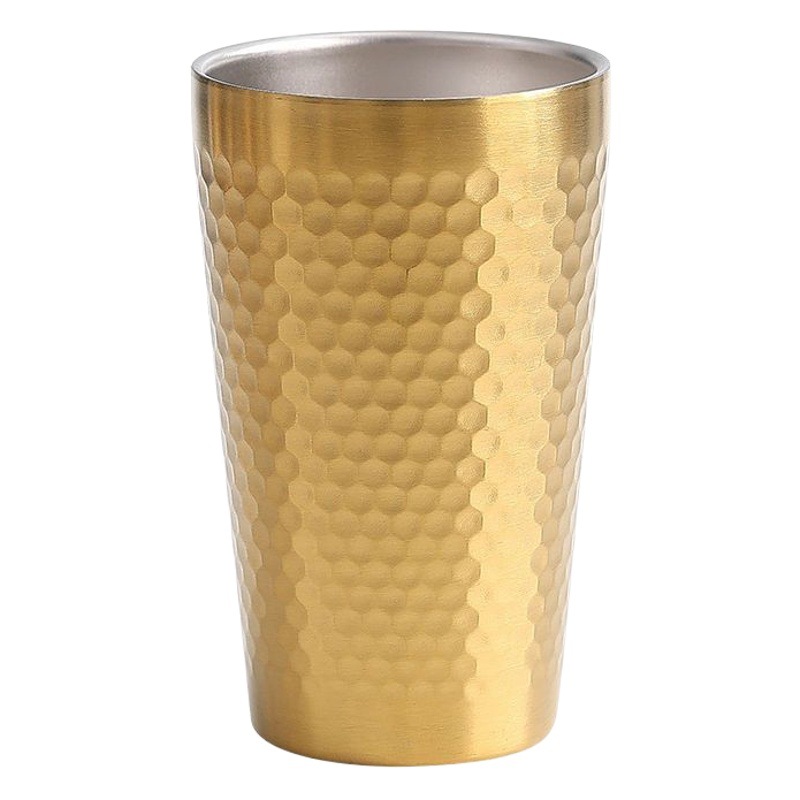 Cross-border 304 Stainless Steel Double-layer Water Cup Beer Cup Coffee Cup Korean-style Mouth Cup Diamond Pattern Hammer Pattern Outdoor Camping
