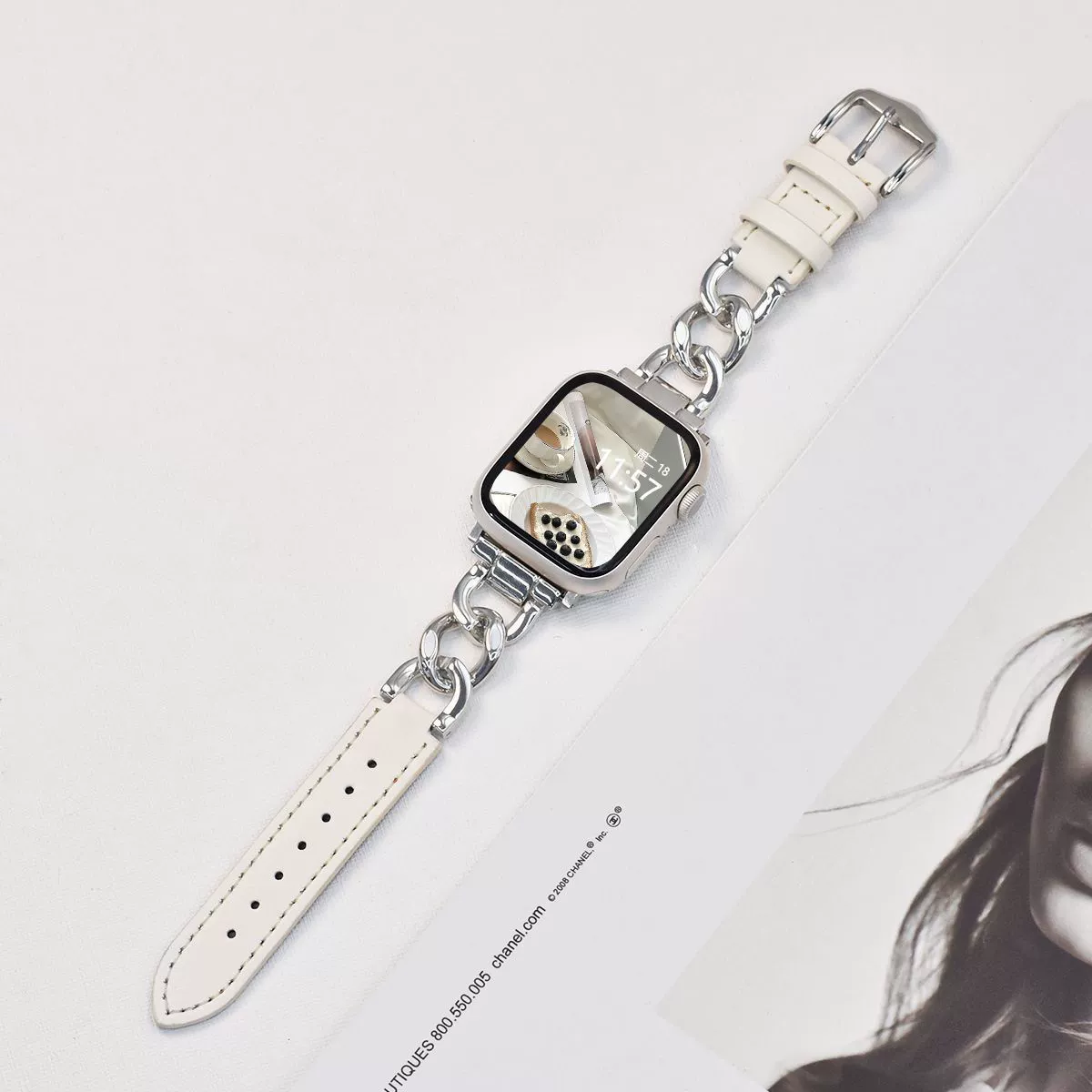 Подходит для Apple Watch S10 Ultra, ремешок для маленького аромата iWatch987654, деним цепочка