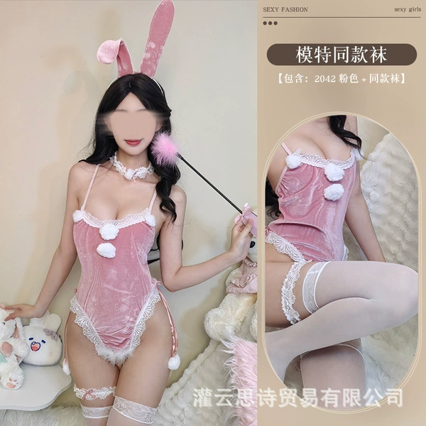 Pink bunny + model matching socks