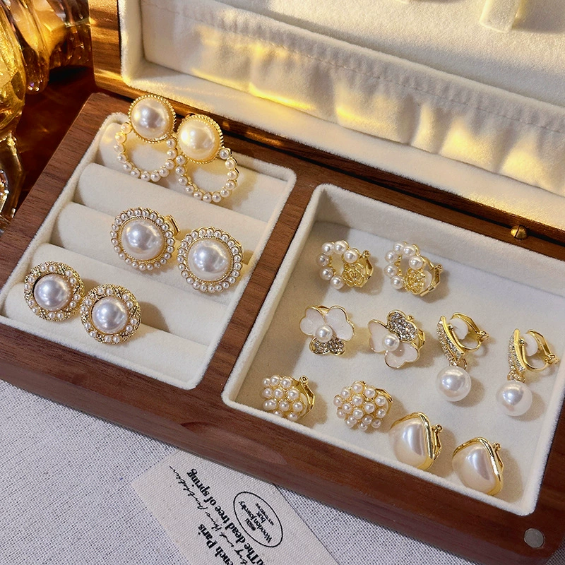 Сережки-ушные скобы из жемчуга, серьги-бабочки, без пирсинга, стиль высокого качества, стиль «легкая роскошь», опт