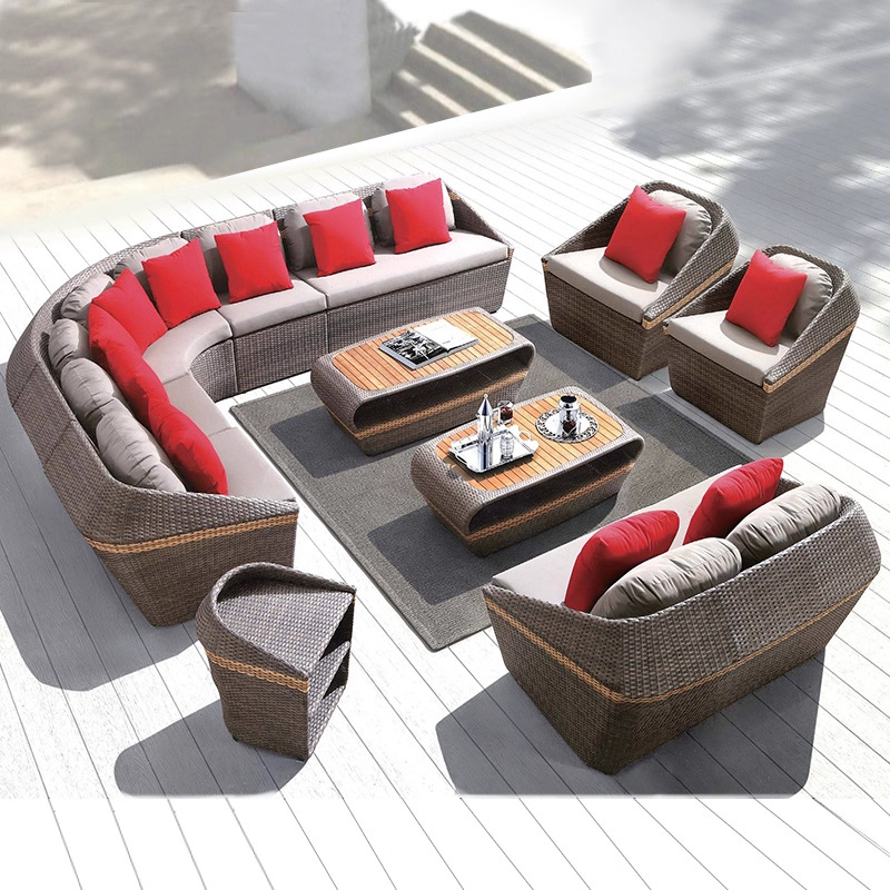 Combinación de sofá al aire libre de alta calidad villa ocio sofá al aire libre de ratana jardín al aire libre patio muebles de casa modelo