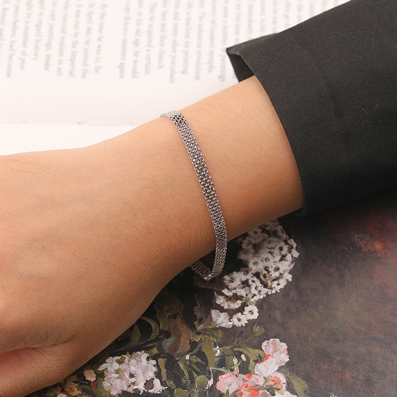 Bracciale in argento sterling stile freddo moda leggero lusso intrecciato cavo_voghion.com