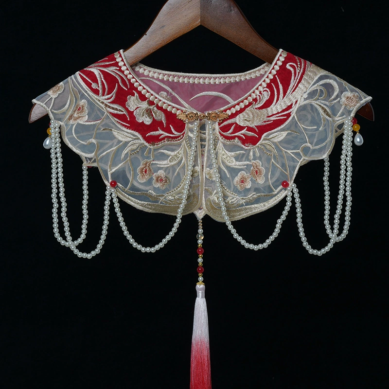 Hanfu Phoenix Cloud Шаль на плечо Новый китайский стиль Ретро искусственный воротник Cloud Shoulder Heavy Pearl Tassel Подвеска Phoenix Shawl.