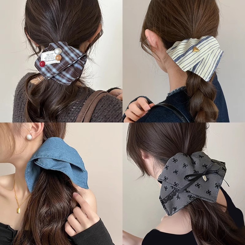 Toallas cuadradas de alta sensación arco intestino grueso anillo de cabello red rojo 2025 nuevo caballo de cola alta cuerda de cabello de niñas correa de cabello