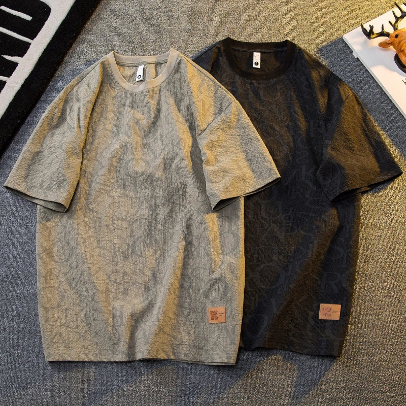 夏季大码短袖T恤男2025新款潮流时尚男士痞帅印花上衣宽松打底衫