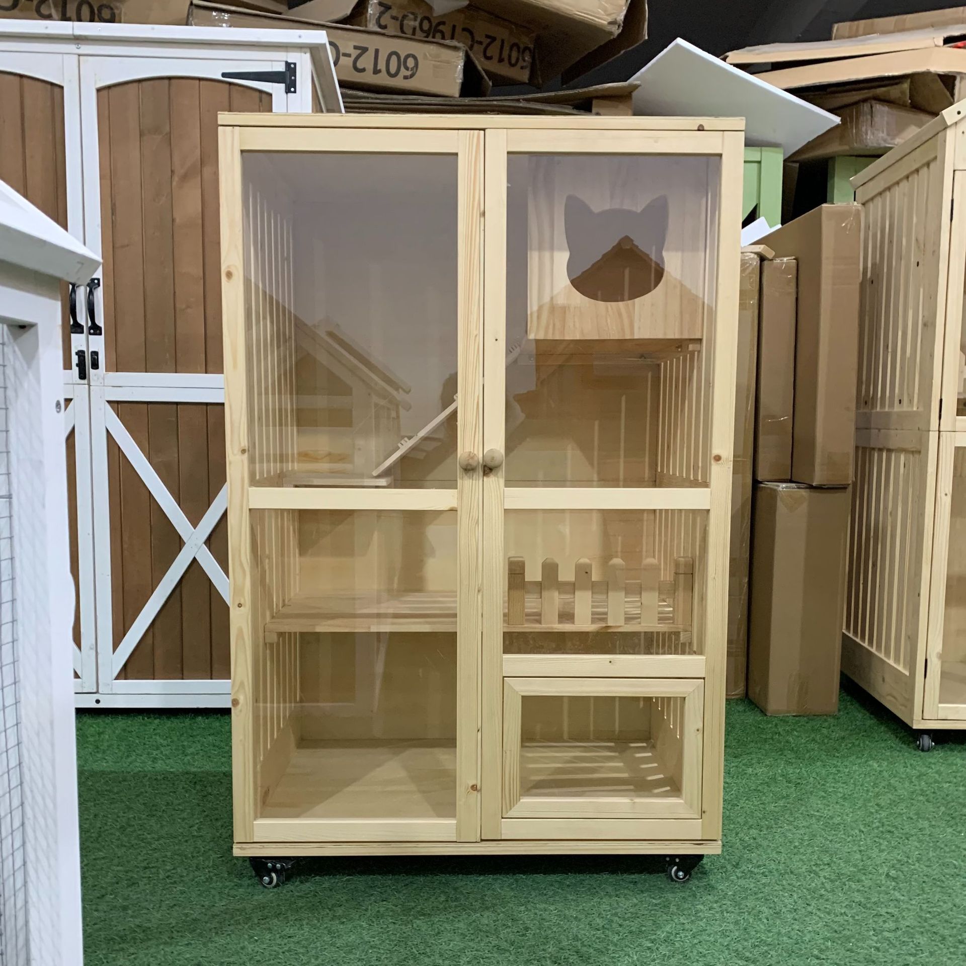 고양이 빌라 고양이 빌라 단단한 나무 고양이 집 고양이 캐비닛 고양이 케이지 고급 이중층 3층 고양이 둥지 고양이 클라이밍 프레임 고양이 집