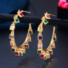 Fashionable copper zirconium, earrings, European style, wholesale