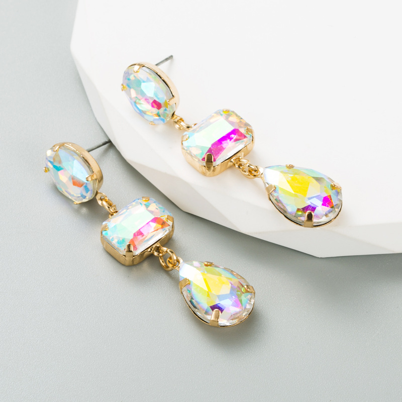 Rhinestones Inlay Material Fashion Geometric Alloy Rhinestones Women's Earrings 1 Pair