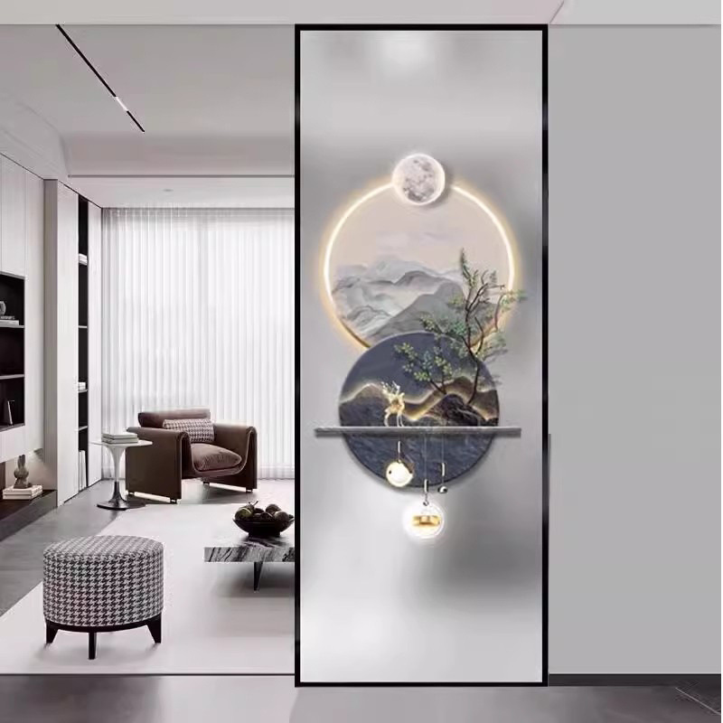 Living Room Screen Partition Light Luxury Art Tempered Glass Home Entrance Bathroom Blocking Wall Light Transmission