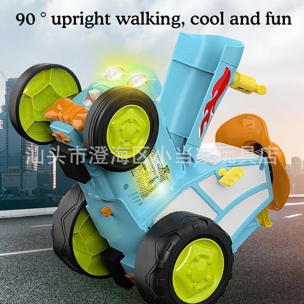 Transfronterizo nuevo baile exótico truco de tren de control remoto coche luz música swing Flip carga coche de juguete para niños