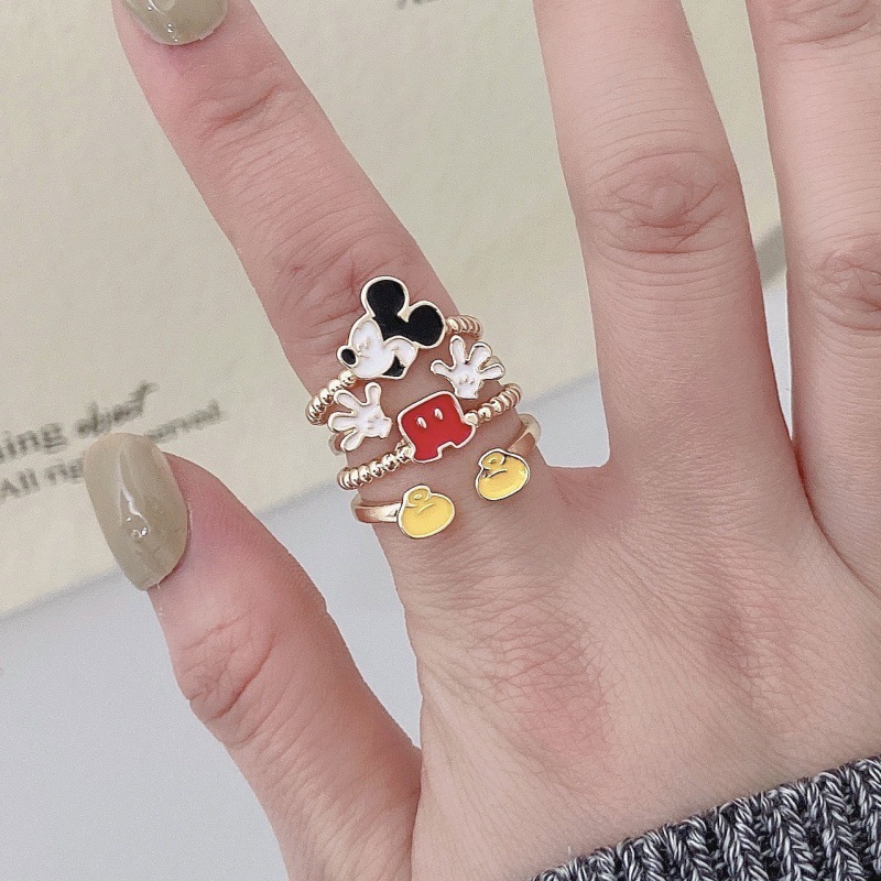 Little Red Riding Book Same Cartoon Cute Mouse Ring Ancient Spirit Strange Jewelry Ring Opening Adjustable for Girlfriend