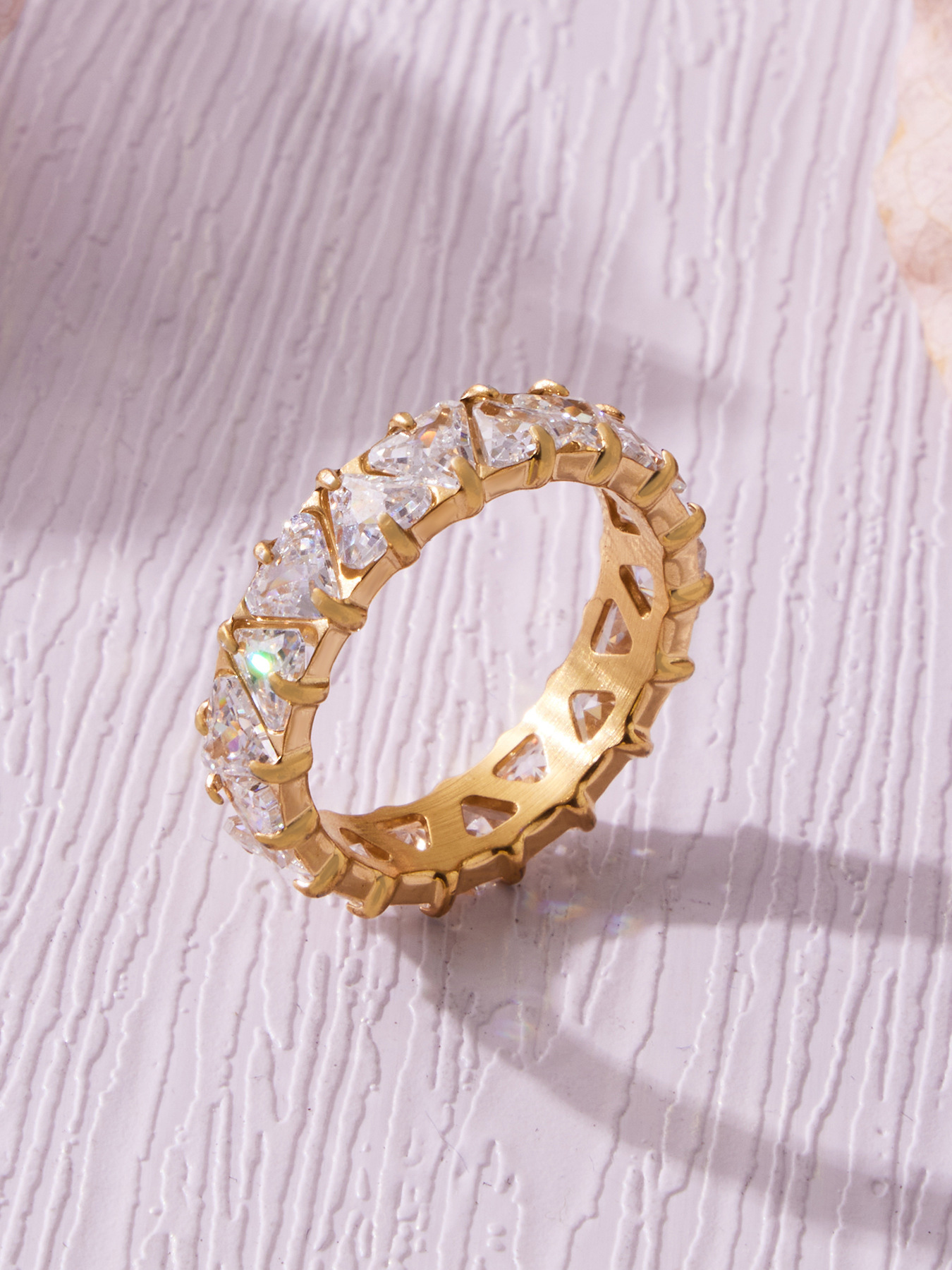 Elegant Exquisite Claw-set Triangular Zirconia Full-diamond Ring, Available Multiple Sizes, A Popular Fashion Stainless_voghion.com
