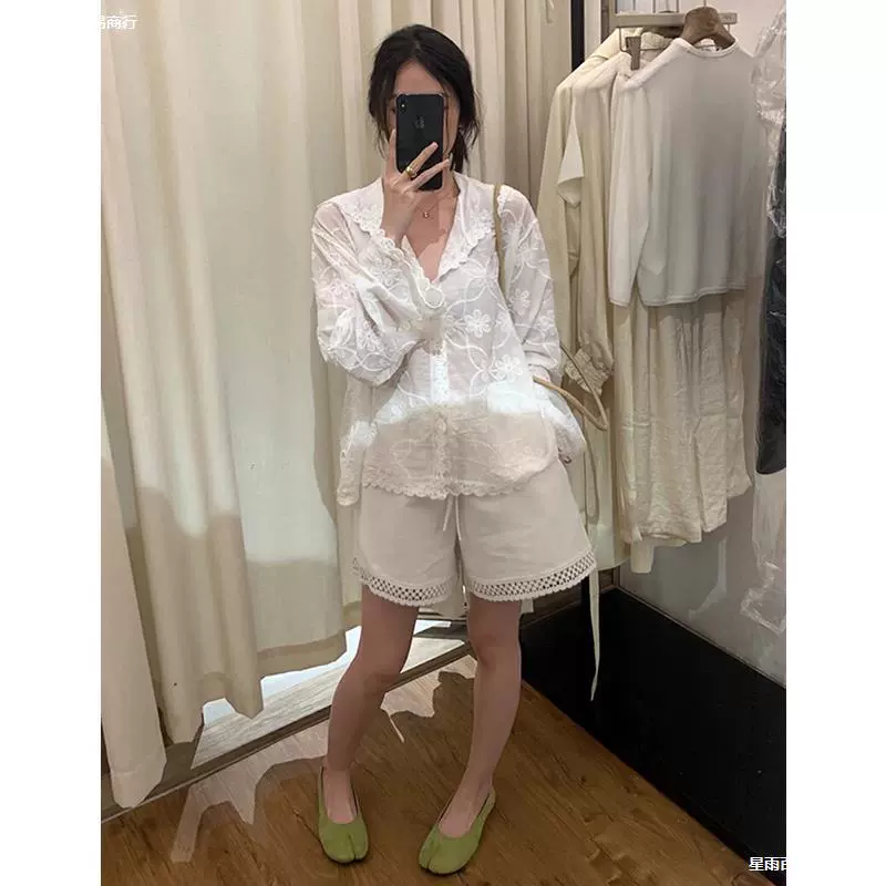 Корейская кружевная тонкая куртка с капюшоном, женская летняя высококачественная свободная нишевая универсальная кардиган с длинными рукавами, топ